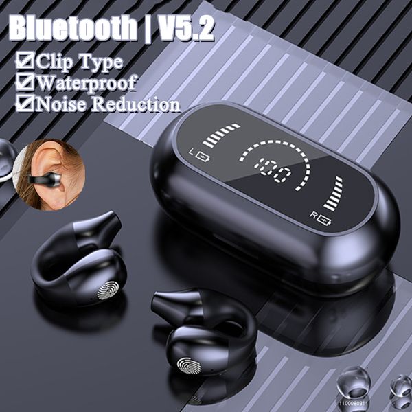 Écouteurs de téléphones portables Bluetooth 5.2 Crifts de clip sans fil Écouteur de réduction du bruit étanche avec un casque d'appel HD microphone 230414