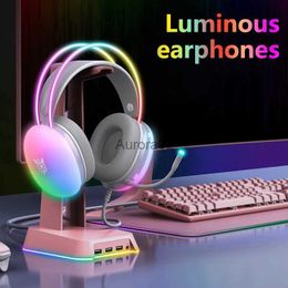 Écouteurs de téléphone portable Oreille de chat Casque de jeu RBG LED Light Girl Gamer Casque filaire Jeu stéréo Écouteur de chat Écouteur PC avec micro pour tablette Ps4 Ps5 YQ231120