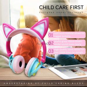 Écouteurs de téléphone portable Chat Oreille Licorne Casque LED Clignotant Casque Pliable Musique Filaire Casque De Jeu Casque Fille Enfants Cadeaux YQ231120