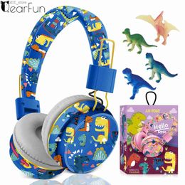 Auriculares de los auriculares del teléfono celular Auriculares para niños auriculares Dinosaurio Bluetooth auriculares Bluetooth Auriculares de música estéreo para la caja del iPad del teléfono con el juguete de dinosaurio Y240407