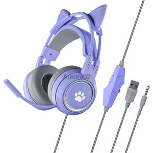 Auriculares para teléfono celular Conelz Cat Ear Gaming Auriculares Gamer con micrófono Auriculares para computadora con luz RGB para PC PS4 / 5 XBOX Laptop YQ231120