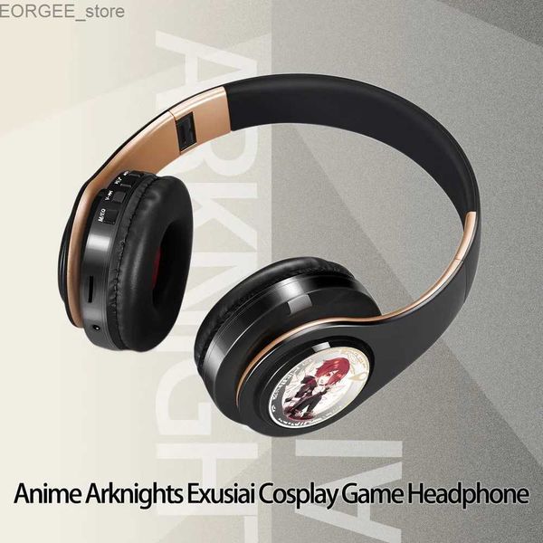 Écouteurs de téléphones portables Cosplay Anime Arknights Exusiie Wireless Bluetooth Heads sur Head Sport Mobile Phone Headphones Prise en charge de la carte FM TF Play Y240407