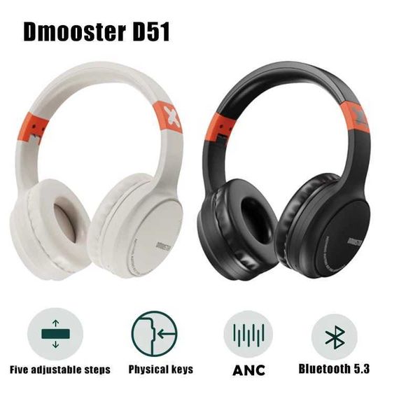 Écouteurs pour téléphones portables DMOOSTER D51 Casque sans fil Bluetooth Écouteurs Éponge Earguard ANC Réduction active du bruit 5.3 Stéréo HiFi Gaming Esports Q240321