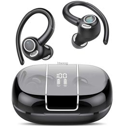 Écouteurs pour téléphone portable Écouteurs Bluetooth Écouteurs sans fil Écouteurs étanches sur l'oreille avec micro Bluetooth 5.3 Casques pour le sport en cours d'exécution YQ240105