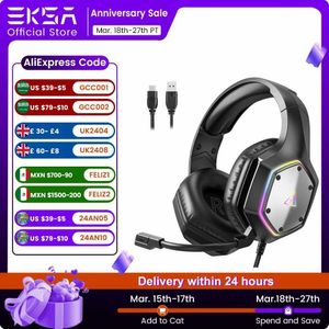 Écouteurs pour téléphone portable EKSA-E1000 V2 RGB PC casque de jeu avec microphone 7.1 surround USB/C casque filaire console de jeu adapté pour 4/5/téléphone/commutateur Q240321
