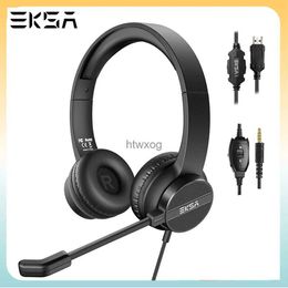 Écouteurs pour téléphone portable EKSA H12/H12E 3,5 mm/USB casque filaire avec microphone casque d'ordinateur supra-auriculaire avec suppression du bruit ENC pour centre d'appels Skype YQ240105