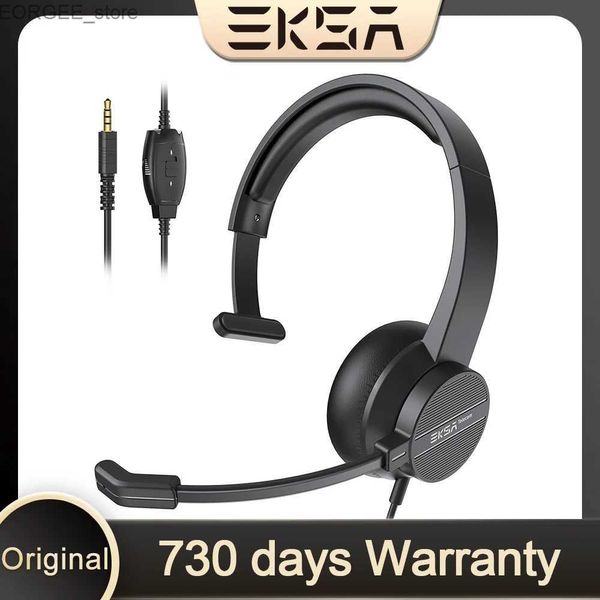 Écouteurs de téléphone portable Eksa H15 Casque d'appel câblé avec un casque de pilote de camion mains libres avec un écouteur de micro-monnaie en passant par le bureau de micro y240407