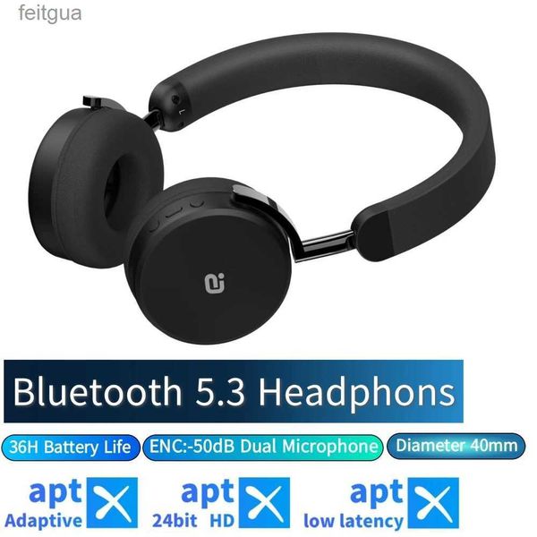 Écouteurs pour téléphones portables Casque Bluetooth sans fil ENC avec microphone stéréo aptX adaptatif Bluetooth 5.3 casque supra-auriculaire avec suppression du bruit BT Earphon YQ240202