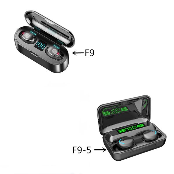Écouteurs de téléphone portable F9 TWS sans fil Bluetooth 5.0 stéréo contrôle tactile étanche sport musique casque LED affichage de puissance F9-5 écouteurs casque