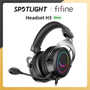 Auriculares para teléfono celular FIFINE Game Head con RGB dinámico / MIC / control en línea Almohadilla de espuma con memoria súper suave adecuada para PC Xbox LaptoH3 Q240402