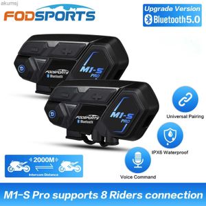 Fodsports M1-S Pro Motorhelm Intercom 2000M Draadloze Bluetooth-headset Intercomunicador Moto 8 Riders Oortelefoon YQ240304