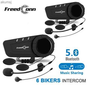 Mobiele Telefoon Koptelefoon Freedconn Motor Intercom Bluetooth Helm Headset 6 Rider Intercomunicador Moto Hand Gratis Call Interphone Draadloze Oortelefoon YQ240304