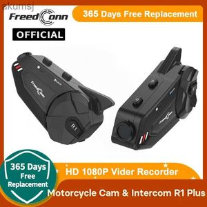 Auriculares para teléfono celular FreedConn R1Plus Motocicleta inalámbrica Dash Cam Casco Auriculares DVR Bluetooth Impermeable WiFi Grabador de video Auricular APLICACIÓN Loopcycle YQ240304