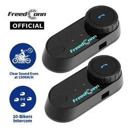 Écouteurs de téléphones portables FreedConn T com vb Motorcycle Interphyle Casque Bluetooth Écouteur BT 5.0 FM Group de partage de musique Interphone 6 Riders J240508