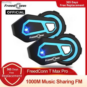 Mobiele telefoon koptelefoon Freedconn T Max Pro motorfiets intercom helm headset Bluetooth 5.0 6 rijders 1200M FM motor interphone communicator oortelefoon YQ240304