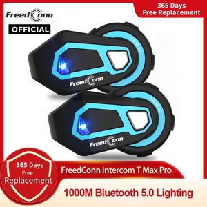 Écouteurs de téléphones portables FreedConn T Max Pro Motorcycle Interphyle Bluetooth Head 6 Rider BT 5.0 1200m FM MOTOR INTERCOM Communication Earphones J240508