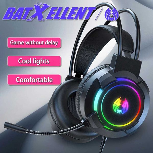 Auriculares para teléfono móvil Auriculares para juegos con iluminación RGB y micrófono estéreo envolvente bajo consola de juegos para computadoraH240312