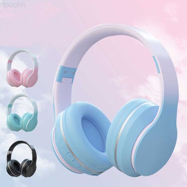 Écouteurs de téléphone portable Couleur dégradée Casques Bluetooth Casque sans fil Stéréo Basse Réduction du bruit Pliable Casque de musique Écouteur Cadeau NOUVEAU L230914