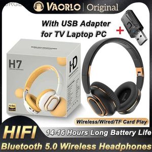 Mobiele telefoon oortelefoons H7 TV Bluetooth -oortelefoons met microfoon USB -adapter oortelefoon lawaai eliminatie tv oortelefoon stereo vouwbas y240407