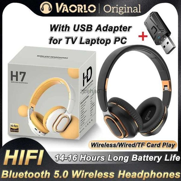 Écouteurs de téléphone portable H7 Tv Bluetooth casque sans fil avec micro adaptateur USB casque antibruit stéréo pliable basse pour TV écouteur L240105
