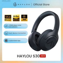 Écouteurs pour téléphones portables HAYLOU S30 Casque sans fil Bluetooth 5.4 43dB Casque à suppression adaptative du bruit Pilote 40 mm Écouteurs 80H Playtime Q240402