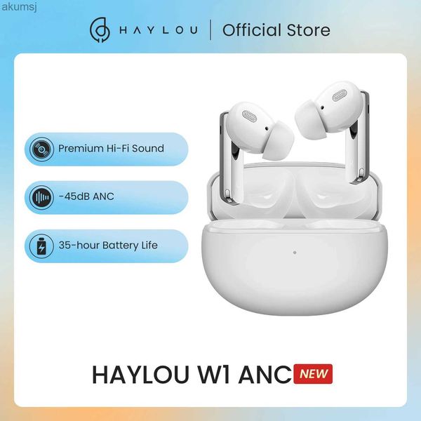 Écouteurs pour téléphones portables HAYLOU W1 ANC True Wireless Earbuds -45dB ANC Bluetooth 5.3 Casque Premium Hi-Fi Sound Autonomie de la batterie de 35 heures Casque sans fil YQ240304