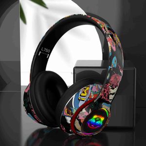 Écouteurs de téléphone portable Casque Bluetooth 5.1 DJ Casque Gamer sans fil avec lumière LED RVB pour enfants PC Écouteur Support TF CardH240312