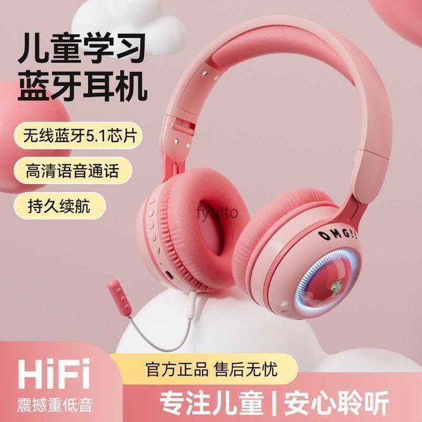 Écouteurs de téléphone portable écouteurs Bluetooth sans fil mignon dinosaure brillant musique pour enfants fille avec microphoneH240312