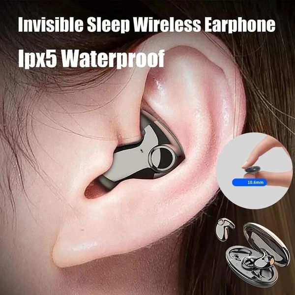 Écouteurs de téléphone portable Sommeil invisible Écouteur sans fil TWS Bluetooth 5.3 Écouteurs cachés Écouteurs IPX5 Étanche Réduction du bruit Casque de sport 231109