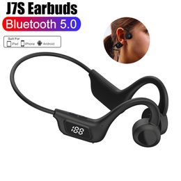 Écouteurs de téléphone portable JS7 Conduction en os du casque Bluetooth sans fil Affichage LED Écouteurs d'oreille Hook Air Pro Fone Headphones 230324