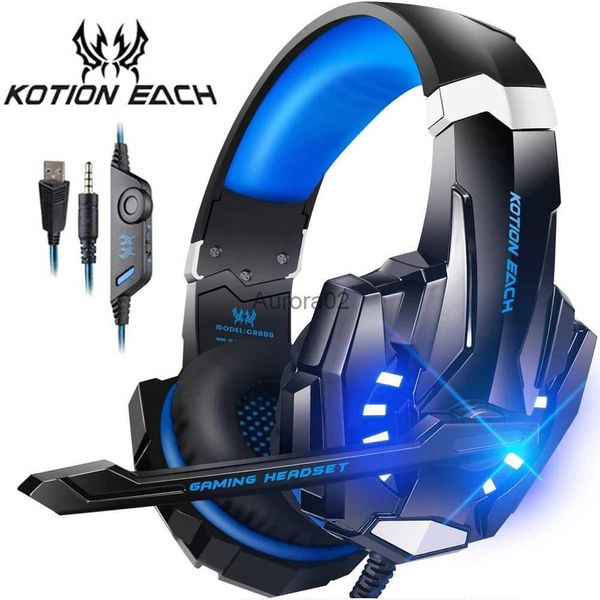 Auriculares para teléfono celular KOTION EACH Auriculares para juegos Casque Deep Bass Stereo Game Headphone con micrófono Luz LED para PS4 Phone Laptop PC Gamer YQ231120