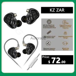 Mobiele telefoon koptelefoon KZ ZAR Metaal 1DD+7BA Hybride technologie HIFI Bass oordopjes In-ear monitor Hoofdtelefoon Sport Ruisonderdrukkende headset YQ240219