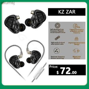 Écouteurs pour téléphones portables KZ ZAR écouteurs en métal 1DD + 7BA technologie hybride HIFI basse écouteurs dans l'oreille moniteur casque Sport casque antibruit YQ240304