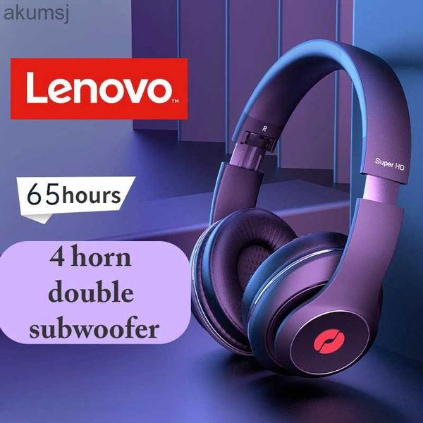 Écouteurs de téléphone portable Lenovo Percussion Haut-parleur Haute Qualité sonore 5.3 Bluetooth Casque monté sur la tête sans fil Jeu d'ordinateur Casque de réduction du bruit YQ240304