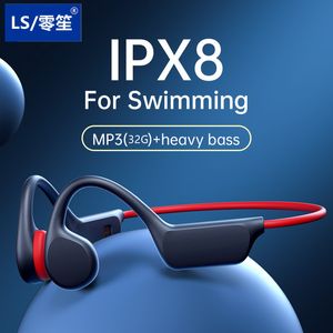 Écouteurs de téléphone portable LS natation écouteurs à conduction osseuse Bluetooth sans fil IPX8 étanche 32GB lecteur MP3 Hifi X7 casque avec micro casque 230824