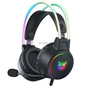 Écouteurs pour téléphones portables Luminescence sur l'oreille Écouteurs de jeu e-sports avec microphone Lumière RVB Casque de jeu filaire Écouteurs pour IPad Mobile PC MAC YQ231120