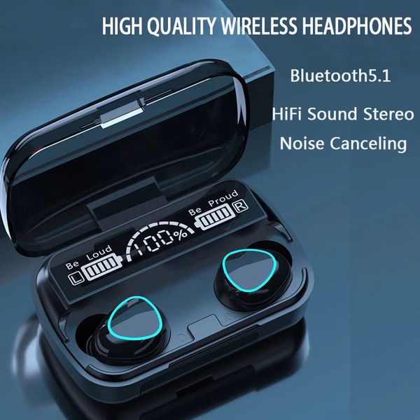 Écouteurs de téléphones portables M10 TWS Bluetooth V5.0 Écouteur LED Affichage des écouteurs sans fil avec microphone 9D STRATERS SPORTS Écouteurs d'étanchées de casques 230419