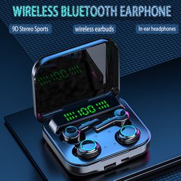 Mobiele telefoon oortelefoons M21 TWS Bluetooth -hoofdtelefoon met microfoonpaar draadloze oortelefoon 9D Stereo Sports waterdichte vier oordopjes headsets PK M22 230314