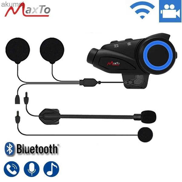 Écouteurs pour téléphone portable MAXTO M3 casque de moto casque Interphone Bluetooth écouteur lentille WiFi enregistreur vidéo couplage universel Interphone DVR YQ240304