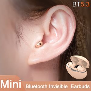 Écouteurs de téléphone portable mini casque Bluetooth 5.3 Écouteurs invisibles casques sans fil tws réduction du bruit Écoute de sommeil pour la musique à domicile 230314