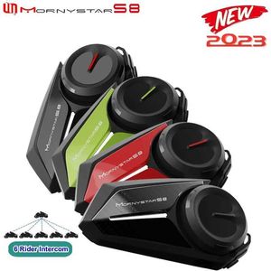 Écouteurs de téléphones portables Mornystar S8 Interphone Bluetooth adapté à la tête de moto FM CASHET MUSIQUE DE PARTAGE DU MUSIQUE jusqu'à 6 Riders J240508