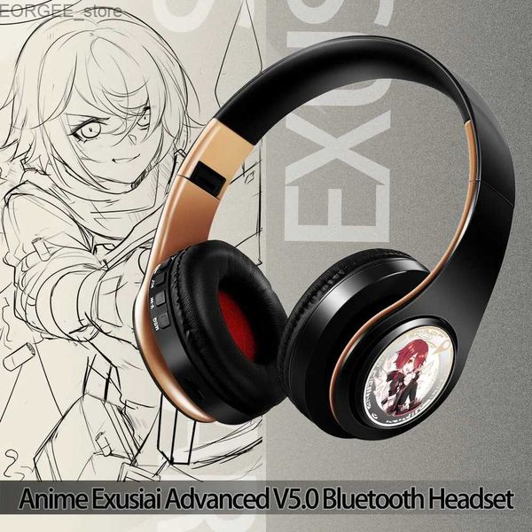 Auriculares de teléfonos celulares Nuevo anime fresco de moda Arknights ExusiAie Wireless Gold Bluetooth Heads Monteado en el enchufe Montado en la tarjeta Auriculares Mobile Phone Y240407