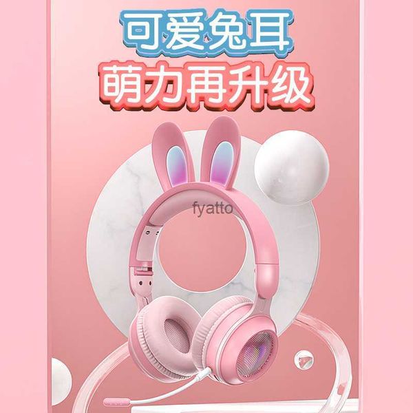 Écouteurs de téléphone portable nouveau casque d'oreille de lapin sans fil lumineux avec appel de jeu longue marque BluetoothH240312