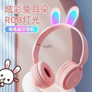 Écouteurs de téléphone portable nouveau Y08R oreille de lapin lumineuse Bluetooth casque sans fil cadeau pour enfants H240312