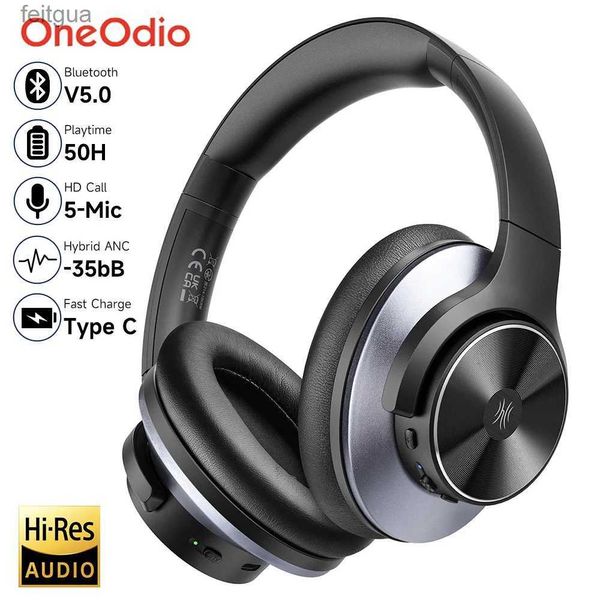 Écouteurs pour téléphones portables Oneodio A10 Casque hybride à suppression active du bruit Bluetooth avec audio haute résolution sur l'oreille Casque sans fil ANC avec microphone YQ240202