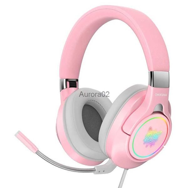 Écouteurs de téléphones portables Onikuma K15 casque de jeu rose pour fille girn pc stéréo jeu casque avec un léger à la LED micro pour ordinateur portable / ps4 / xbox un contrôleur YQ231120