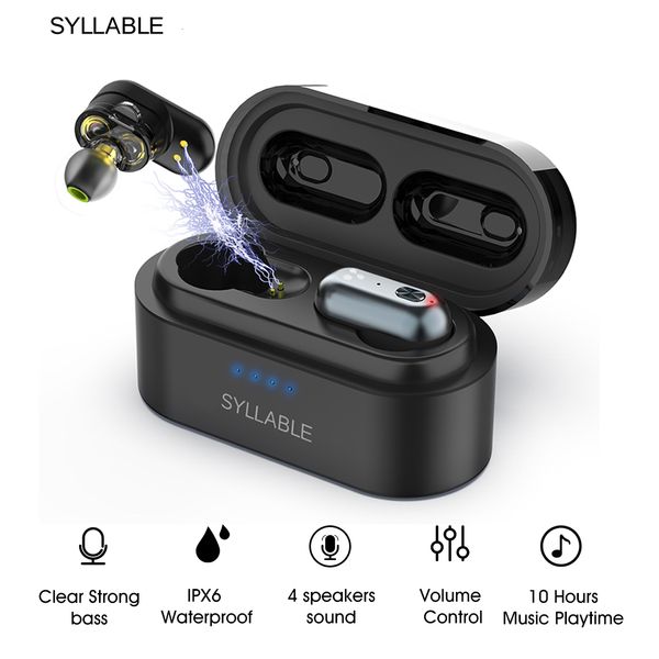 Auriculares del teléfono celular Syllable S101 TWS Bass Auriculares Inalámbricos Auriculares Reducción de ruido Volumen Control Aurictos BluetoothCompatible 230505