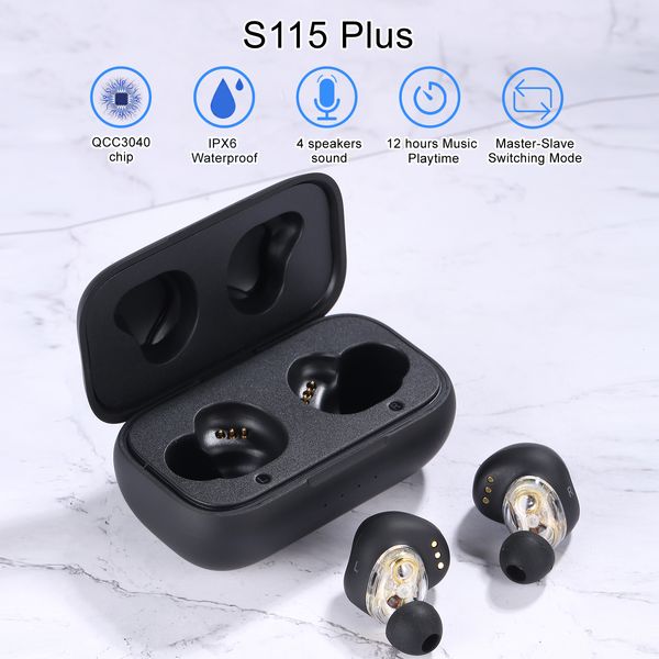 Auriculares del teléfono celular Syllable Syllable S115 Plus Fit For BT V52 Bass Aurices Auriculares inalámbricos de QCC3040 Aurictos de control de volumen de chips 230412