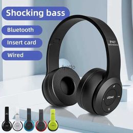 Écouteurs pour téléphones portables Casque sans fil P47 Casque de basse pliable Bluetooth 5.0 avec support de carte SD adapté à tous les microphones de PC mobilesH240312