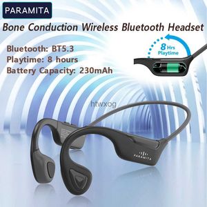 Auriculares para teléfono celular PARAMITA Real Bone Conduction Auriculares Bluetooth Inalámbricos BT5.3 Auriculares deportivos impermeables con micrófono para entrenamientos Correr Conducir YQ240105